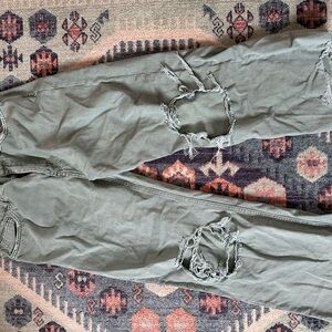 Altar'd State Olive Green Distressed Boyfriend Jeans